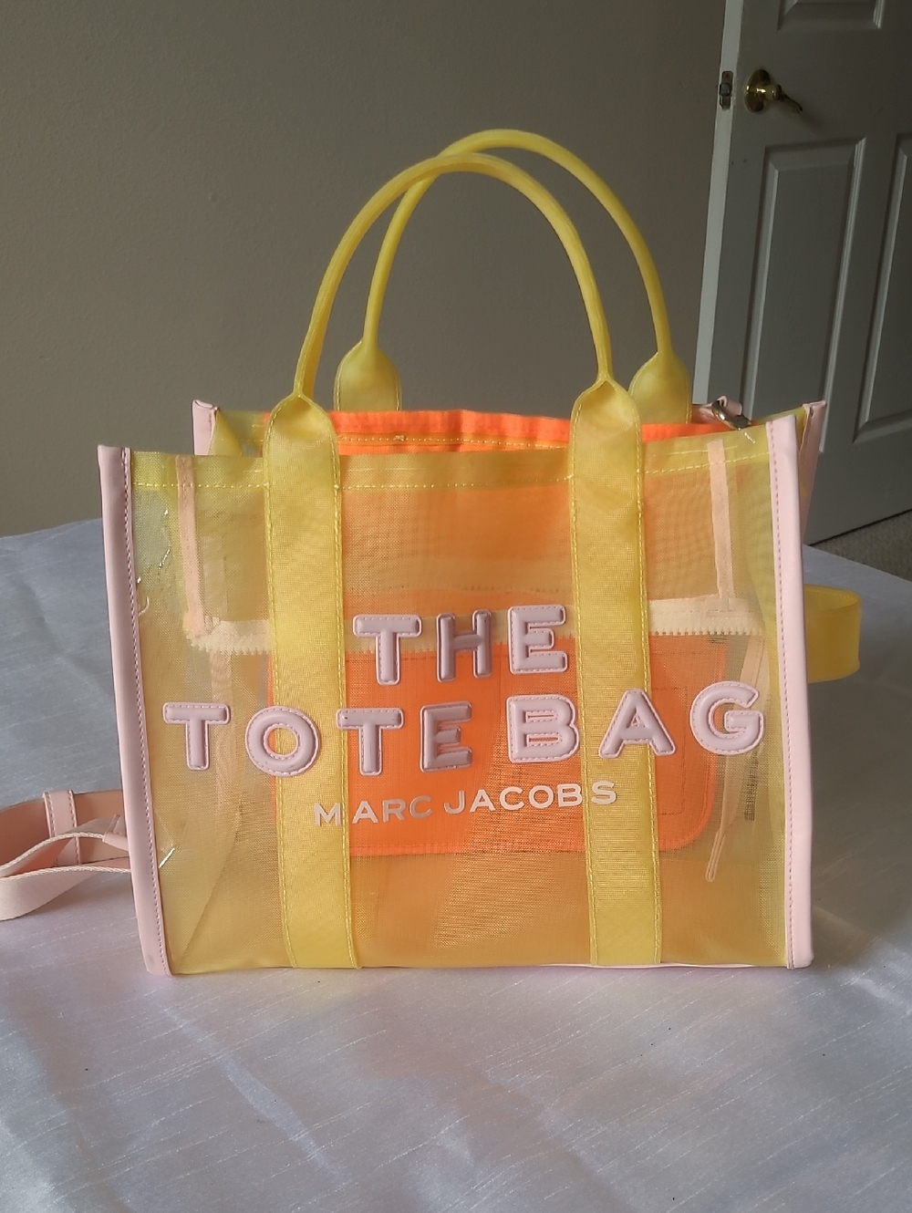 Marc Jacobs Yellow and Pink Transparent 'The Tote Bag'